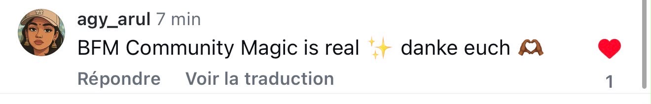 Instagram-Kommentar: BFM Community Magic is real